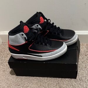 Jordan Kids Black and Red High-Top Sneakers
